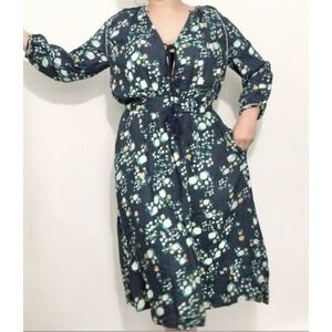 Megan Park Australia Women's navy green floral midi dress Size 1